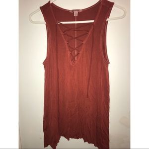 Orange lace up top